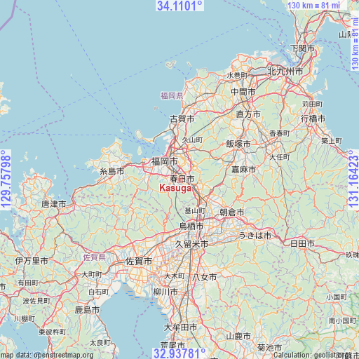 Kasuga on map