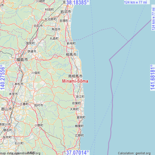 Minami-Sōma on map