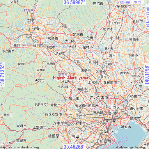 Higashi-Matsuyama on map