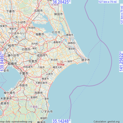 Sōsa on map