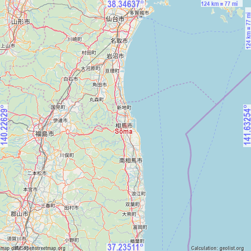 Sōma on map