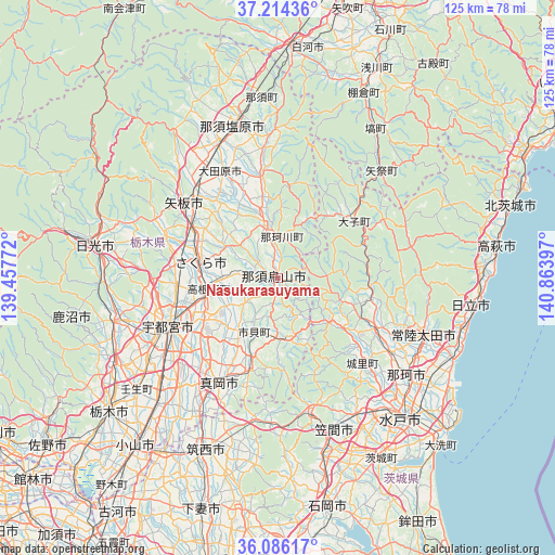 Nasukarasuyama on map