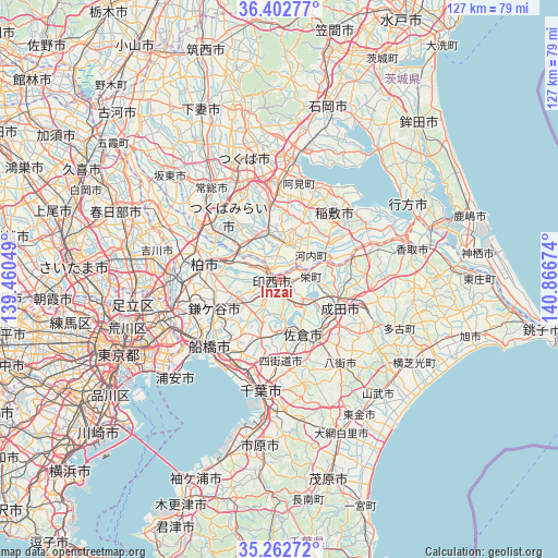 Inzai on map