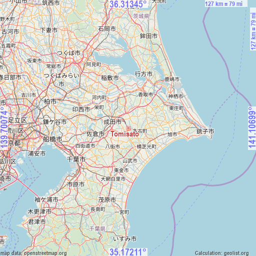 Tomisato on map