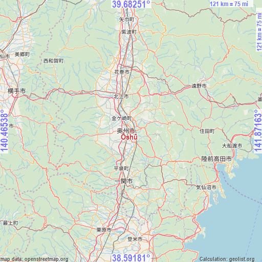 Ōshū on map