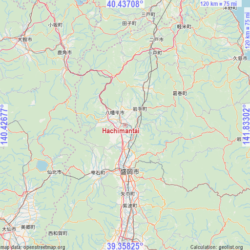 Hachimantai on map