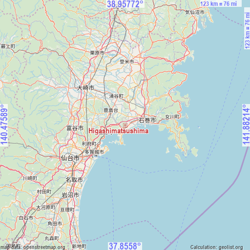 Higashimatsushima on map