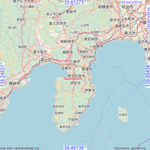 Izunokuni on map
