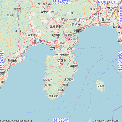 Izu on map