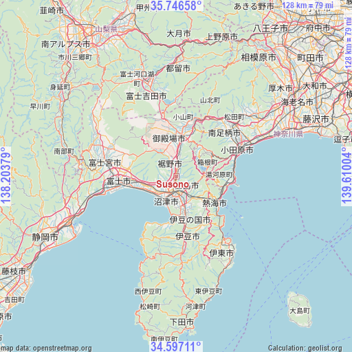 Susono on map