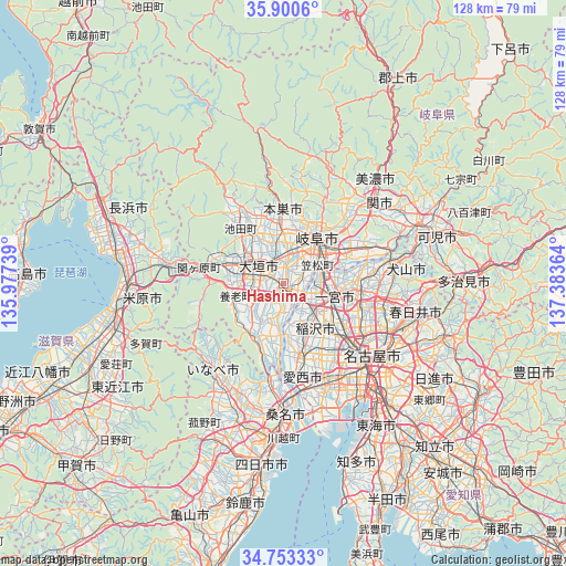 Hashima on map