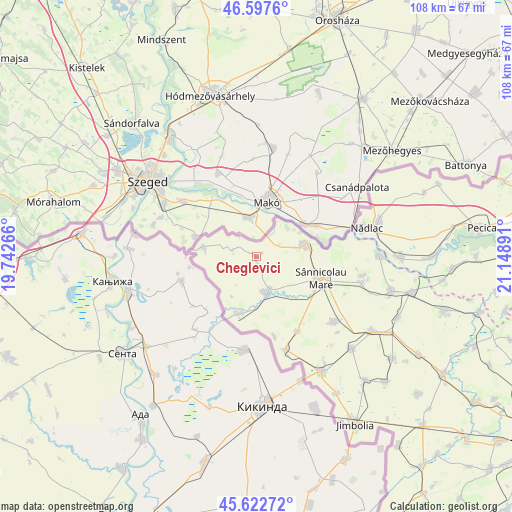 Cheglevici on map