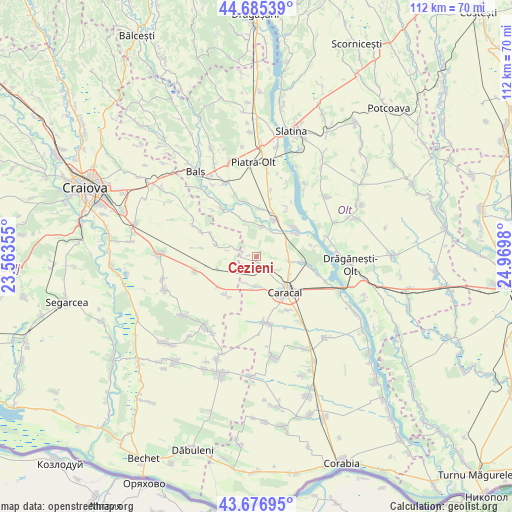 Cezieni on map