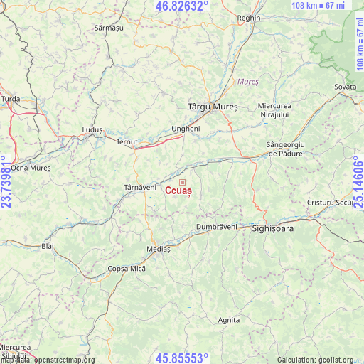 Ceuaș on map