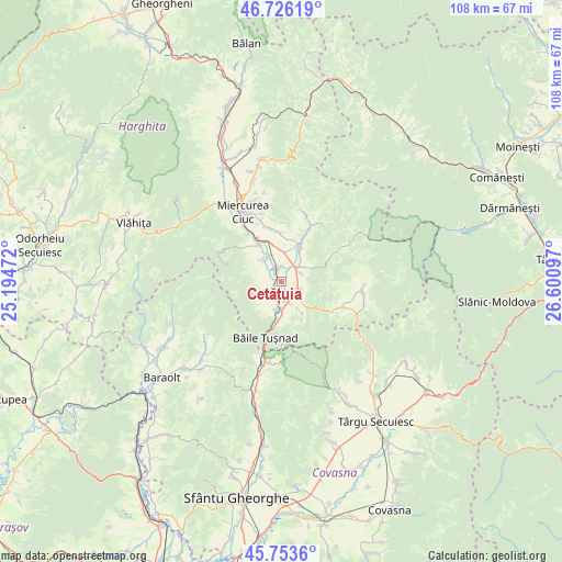 Cetățuia on map