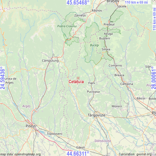 Cetățuia on map