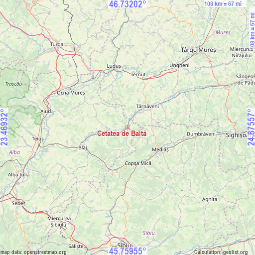 Cetatea de Baltă on map