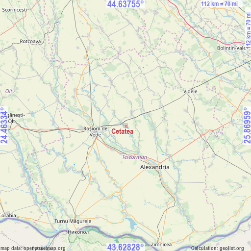 Cetatea on map