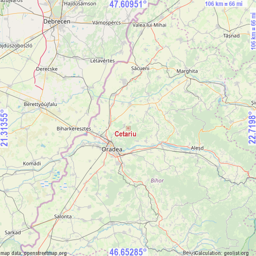 Cetariu on map