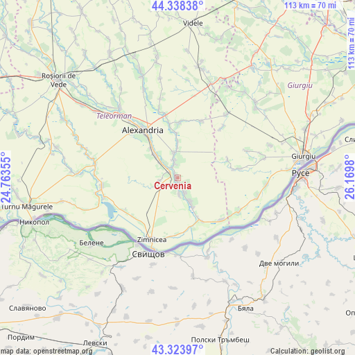 Cervenia on map