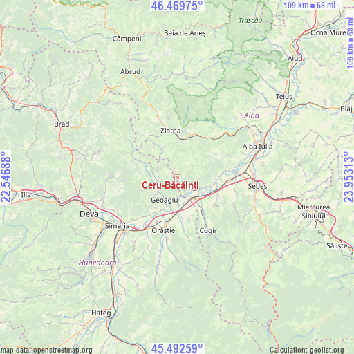 Ceru-Băcăinţi on map