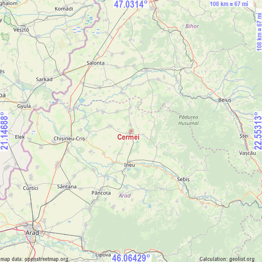 Cermei on map