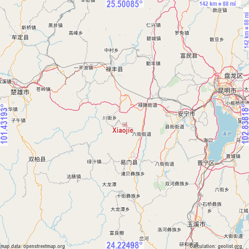 Xiaojie on map