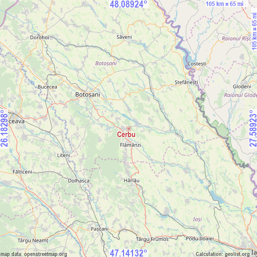 Cerbu on map