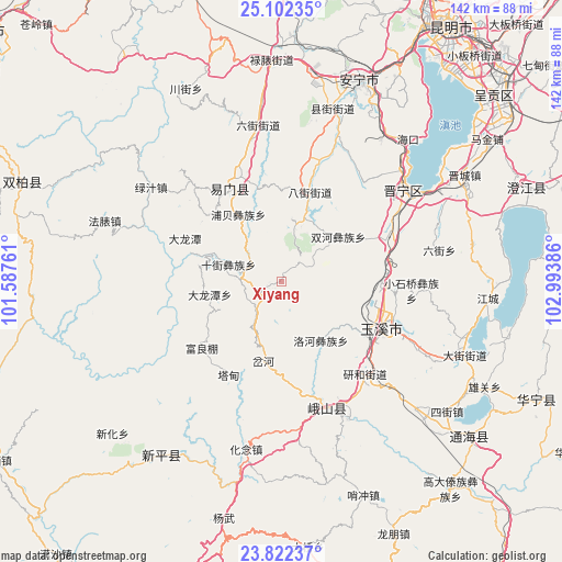 Xiyang on map