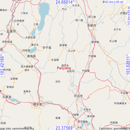 Panjiang on map