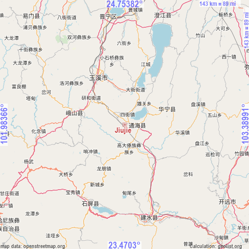 Jiujie on map