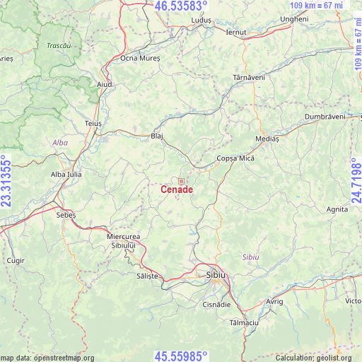 Cenade on map