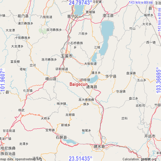 Baigecun on map