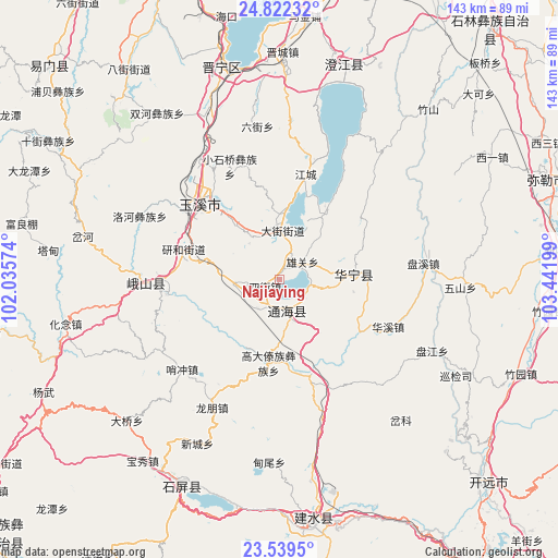 Najiaying on map