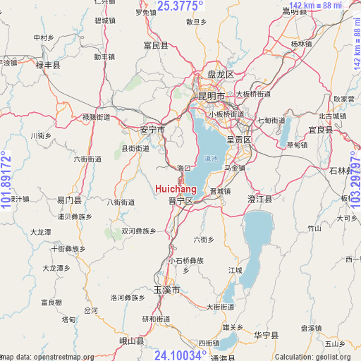 Huichang on map