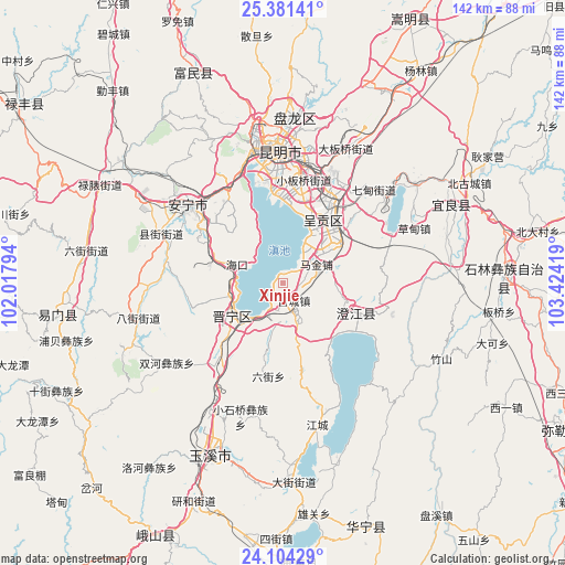 Xinjie on map