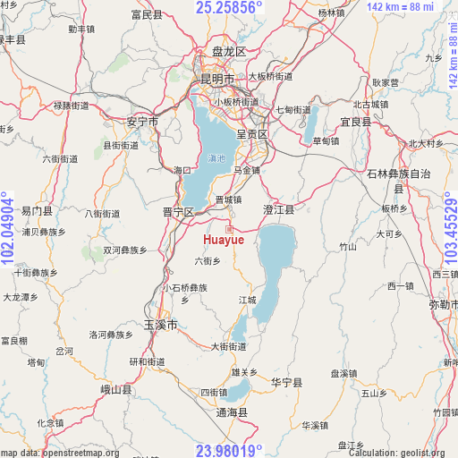 Huayue on map