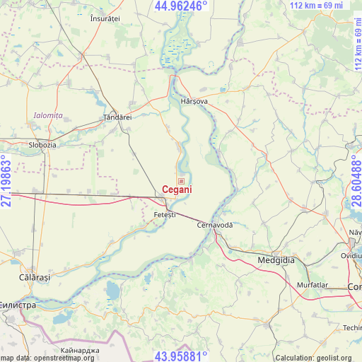 Cegani on map