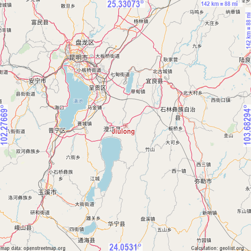 Jiulong on map