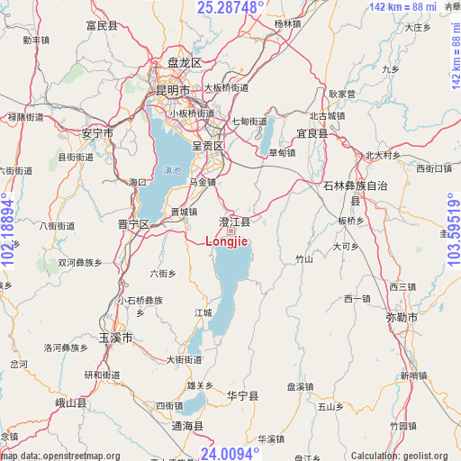 Longjie on map