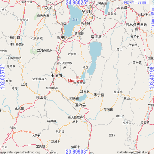 Qianwei on map