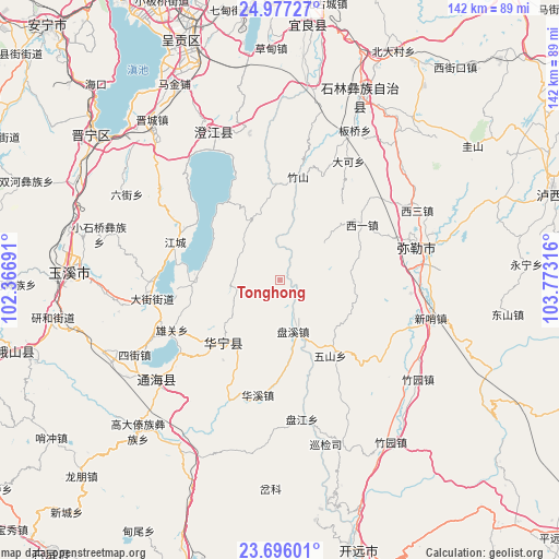 Tonghong on map