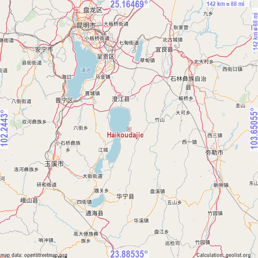 Haikoudajie on map