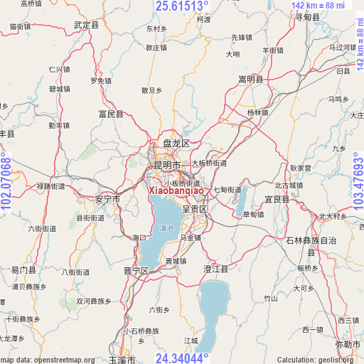 Xiaobanqiao on map