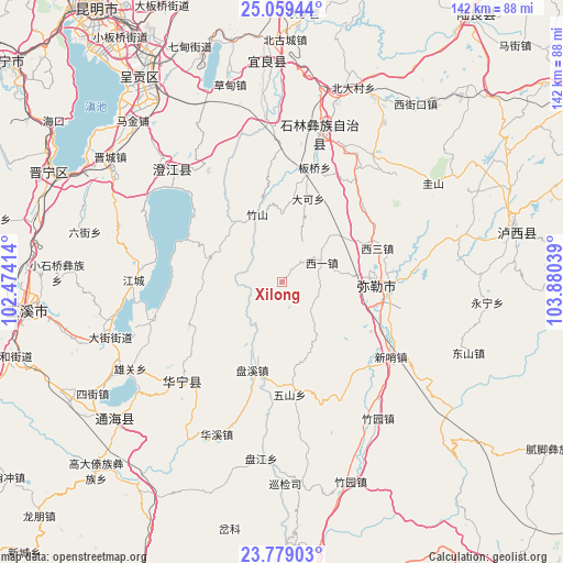 Xilong on map