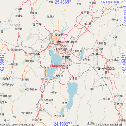 Taipingguan on map