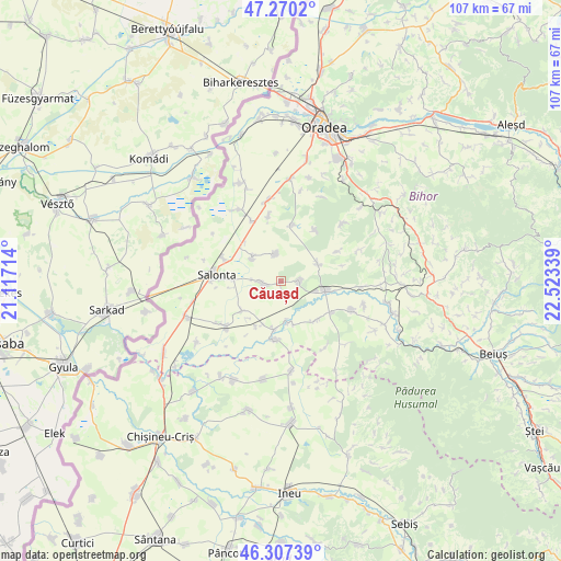 Căuașd on map