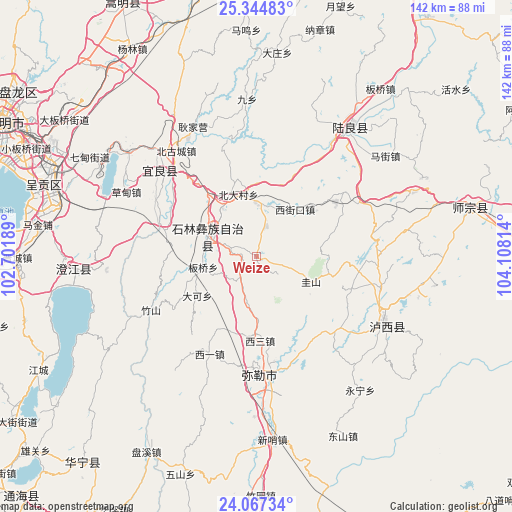 Weize on map