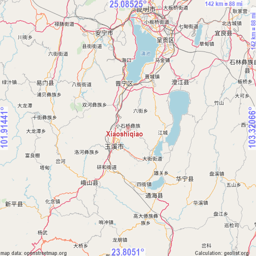 Xiaoshiqiao on map