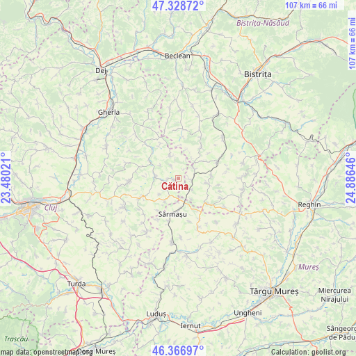 Cătina on map